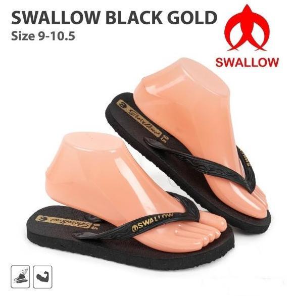 DR323 >> Sandal Jepit Modern Swallow Black Gold Fashion | Sendal Swallow Murah