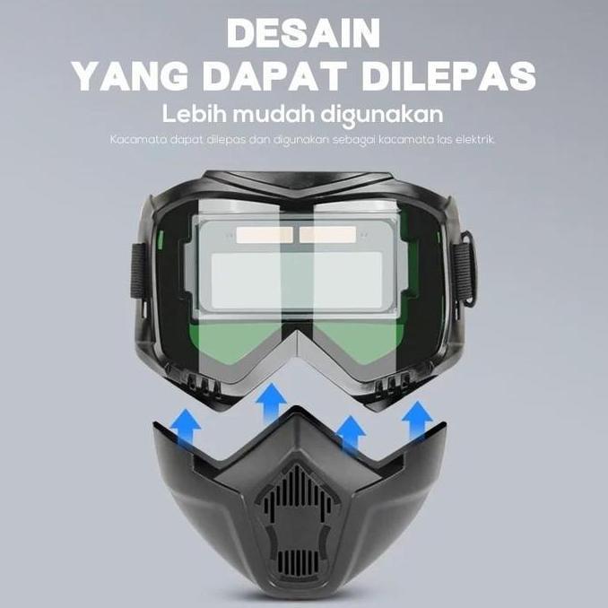 Promo Cod Topeng Pelindung Las Listrik Helm Las Penggelapan Otomatis, Masker Las Warna Asli/Kacamata