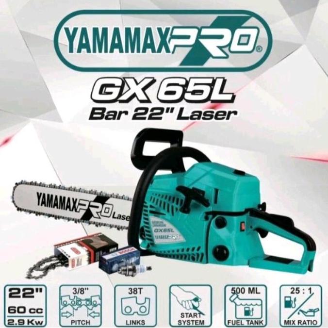 Terlaris Mesin Chainsaw Potong Kayu Laser 22 Inch Yamamax Pro Gx 65 Liter/Gx 65 Liter