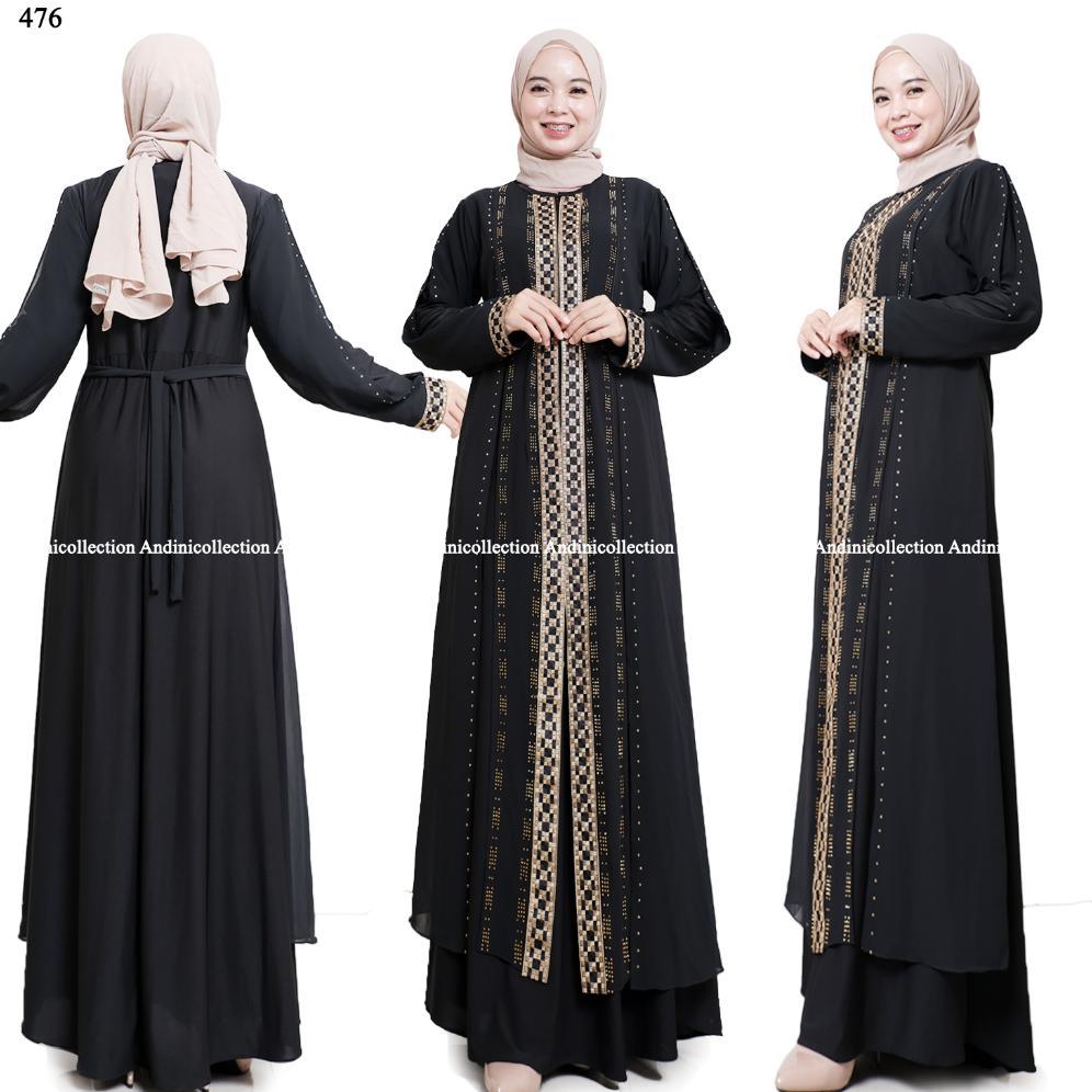 TERBARU ANDINICOLLECTION Abaya Hitam 476 - Gamis Wanita Abaya Hitam / Gamis Hitam Umroh / Abaya Hita