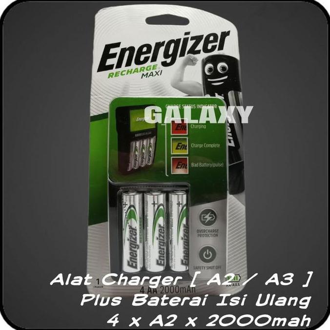 Baterai Recharge A2 / AA - ENERGIZER - Charger free Baterai 4pc