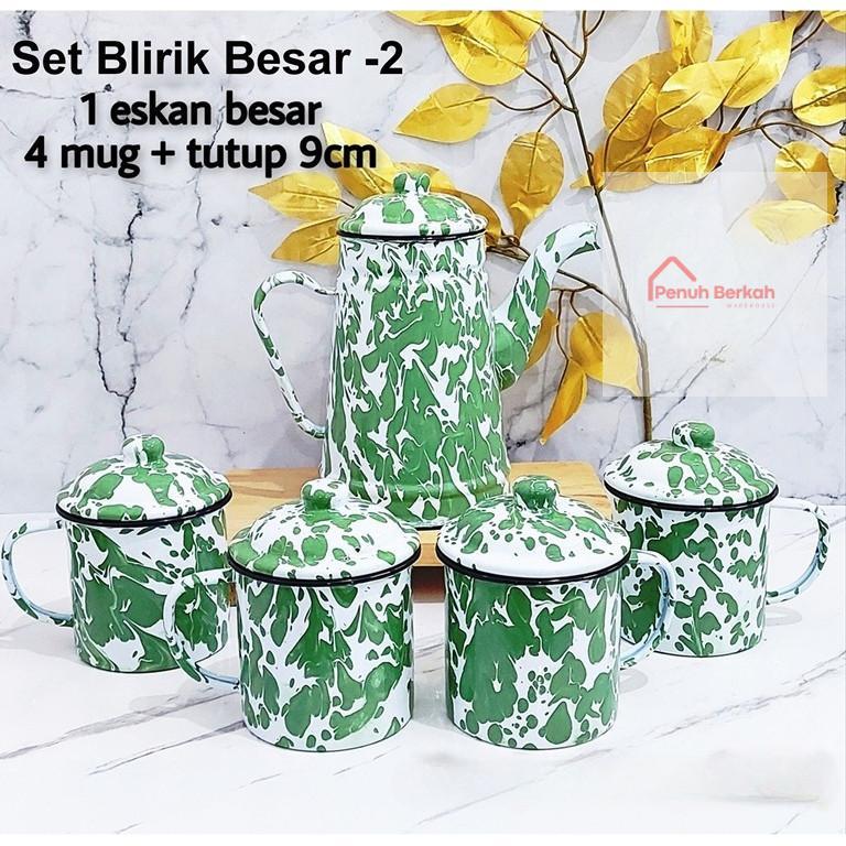 Set Teko Dan Mug / Teko Set Eskan + Mug 9Cm / Set Eskan Blirik  / Teko Dan Cangkir Set Jadul / Set J