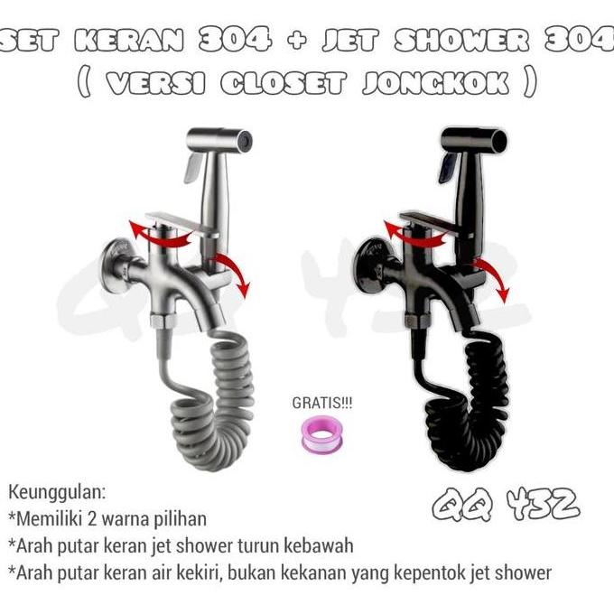 Set keran closet jongkok 304 Kepala jet shower closet bidet spray Set jet shower kloset Kran cabang 