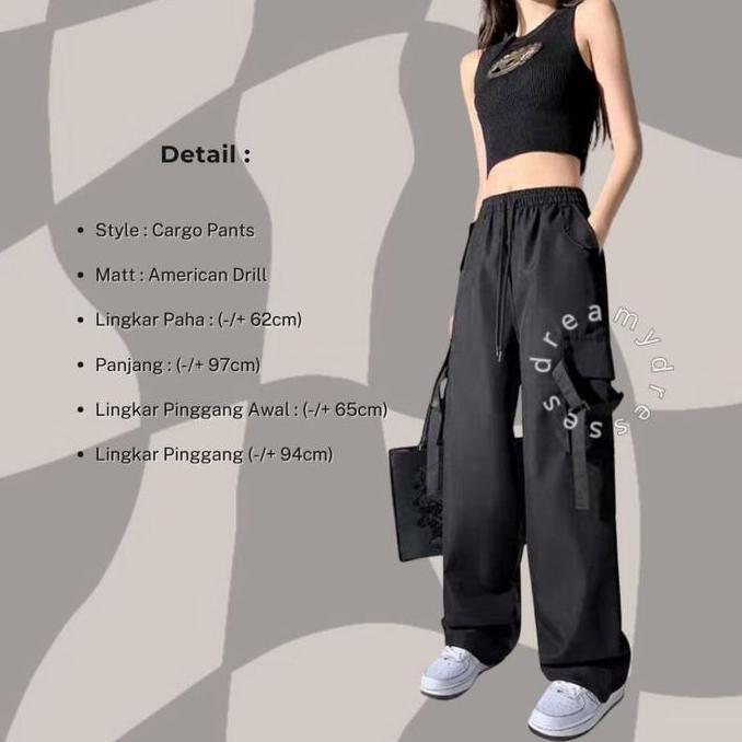 One Set 60 - Outfit Study Tour OOTD Cewe Mamba Setelan Wanita Korea Set Celana Cargo Set Wanita Keki