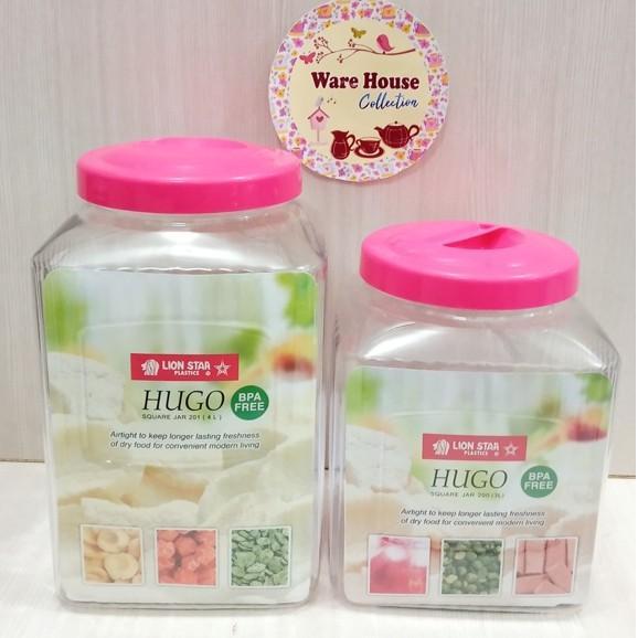 Toples Plastik Persegi 3 Liter & 4 Liter Hugo Lion Star Toples Kerupuk Kedap Udara /Toples Kerupuk L