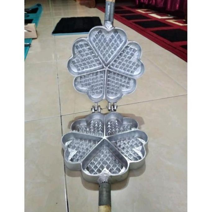 Cetakan Wafel Mini Cetakan Wafel Kompor Cetakan Wafel Anti Lengket Bahan Aluminium Cor HS