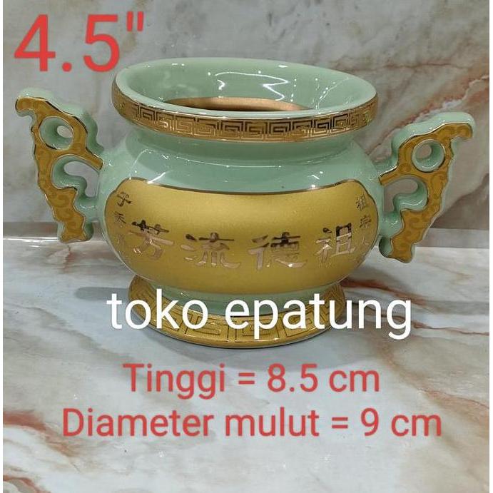 hio lo / hiolo leluhur / hiolo co sien - keramik - 4.5 inch - hijau