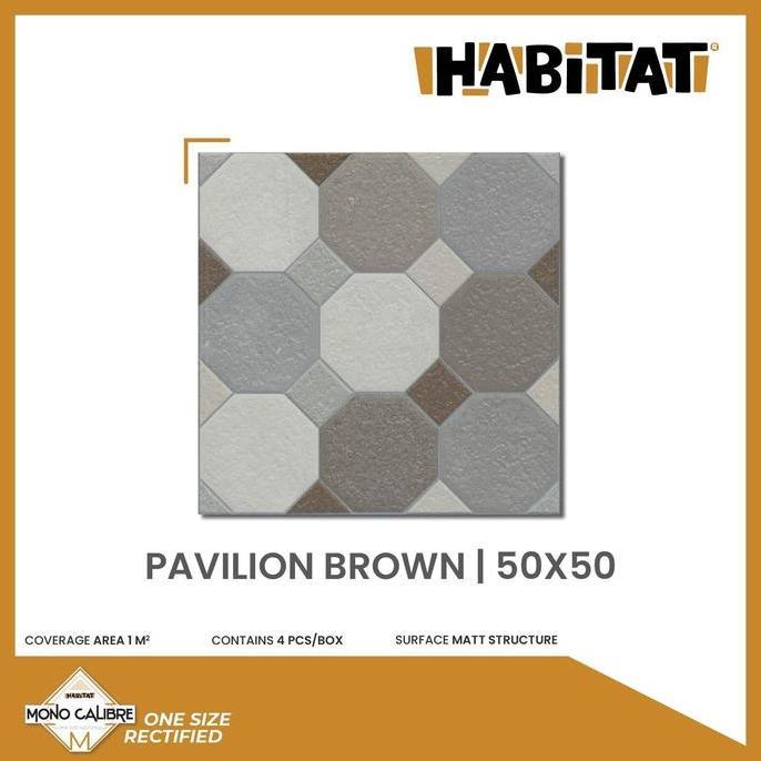 Habitat Pavilion Brown 50x50 Keramik Lantai Motif Paving Batu Alam