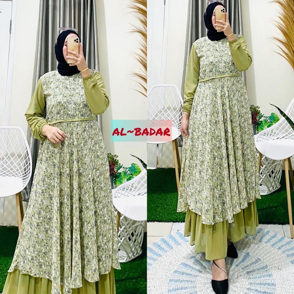 Terbaru [ Bisa Cod ] Gamis Ceruty Babydoll Motif Freandly Busui Model Terbaru,Gamis Ceruty Model Mal