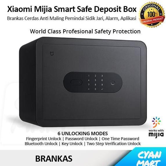 Brankas Safety Xiaomi Mijia Smart Safe Deposit Box Fingerprint Alarm Brankas Besi Besar