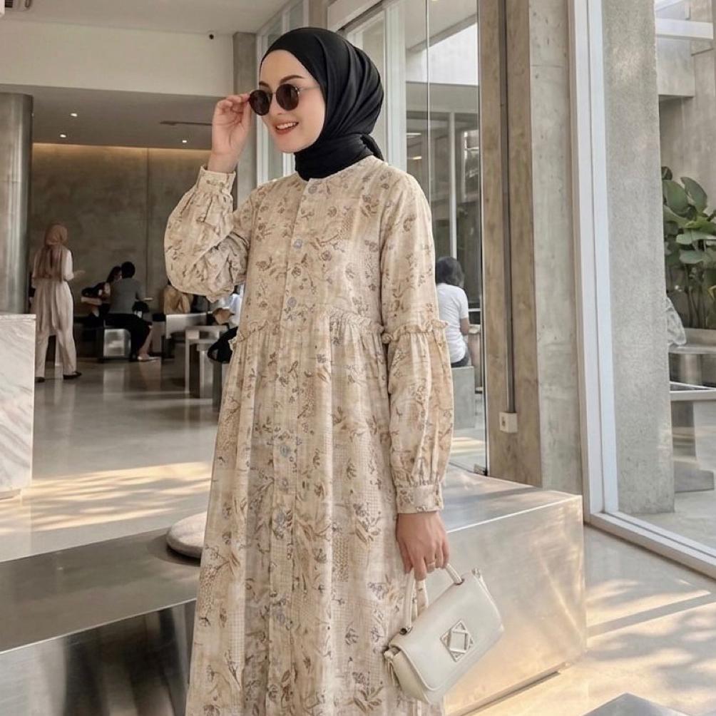terbaru daisy tunik rayon vintage premium motif bunga / atasan muslim wanita busui / baju atasan wan