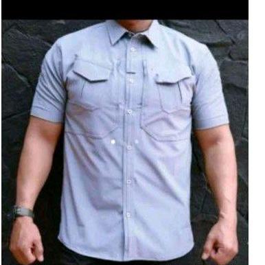 Kemeja Paspampres Tactical Model Saku Miring Quick Dry/Korean Strech Pria Pendek Katun Cowok - Distr