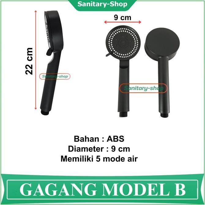 Pilihan- Gagang Kepala Hand Shower Mandi Bulat Kotak Hitam Black Series