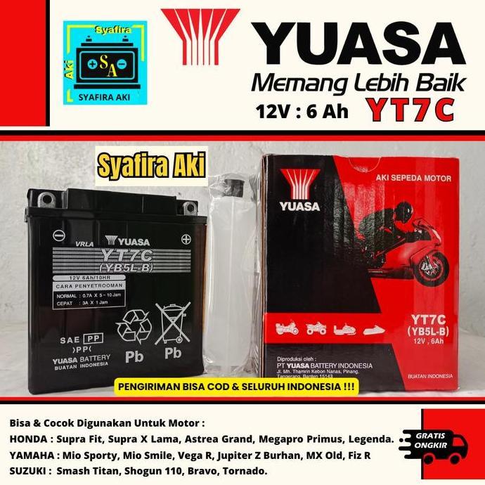 Aki Motor Jupiter Z Burhan, Megapro Primus, Supra Fit Yuasa Yt7C Ori Promo