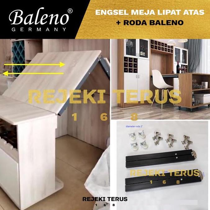 Engsel Meja Lipat Atas + Roda Baleno / Fold Lemari Meja Lipat Tarik Dorong