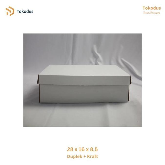 (ISI 100) Tokodus TKI - Kotak Penyimpanan/Storage Sepatu Sandal Putih Polos Doff 28x16x8.5 cm E-flut