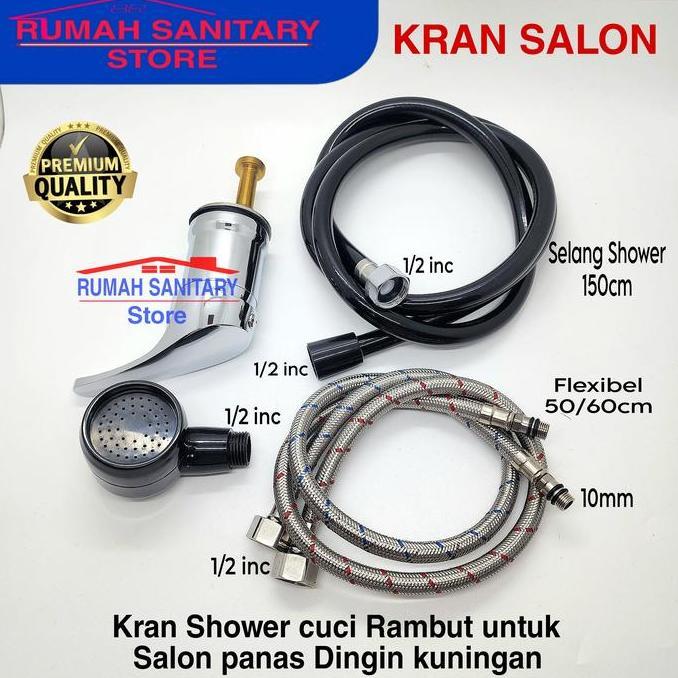 Kran SALON kran shower Cuci Rambut Spa Kepala shower salon Panas Dingin Kuningan