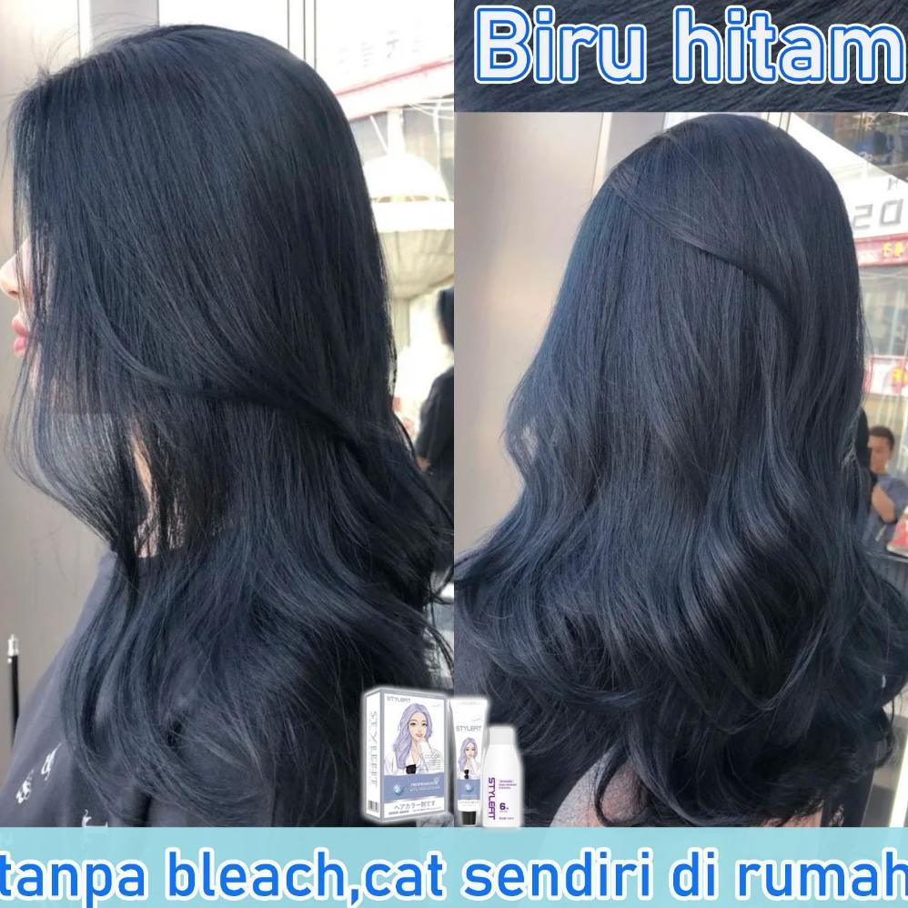 [Tanpa bleach korean style] STYLE FIT Biru hitam cat rambut 200ml cat sendiri di rumah(cat rambut,ha