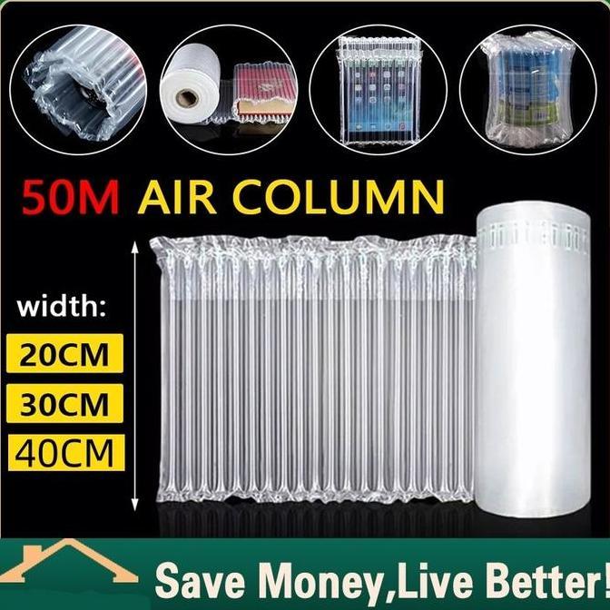 50M Inflatable Air Bubble Cushion Wrap/Air Bubble Wrap Anti Pecah/ Air Cushion Poly Air bubble wrap/