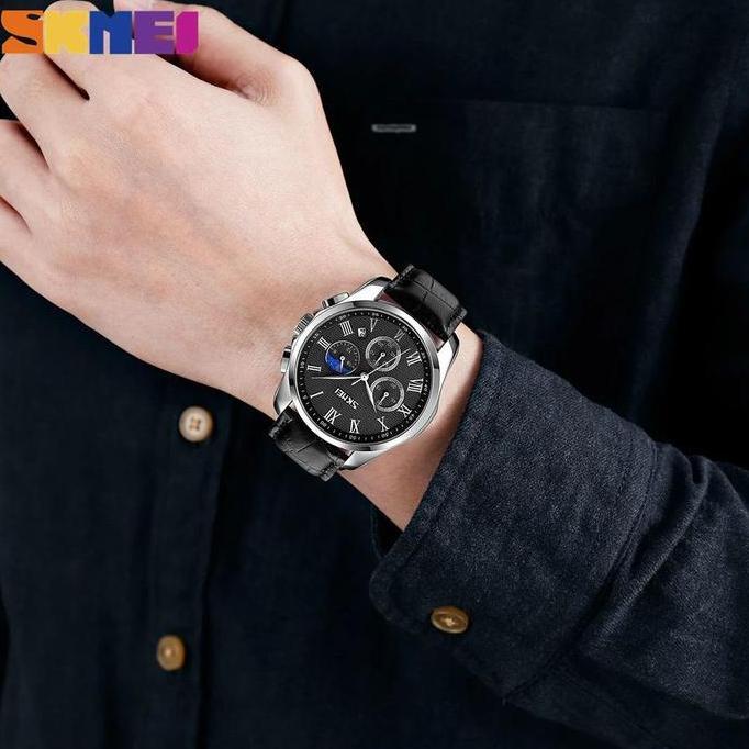Orologi- Jam Tangan Pria Analog Chronograph Casual Quartz Tali Kulit Skmei 9260