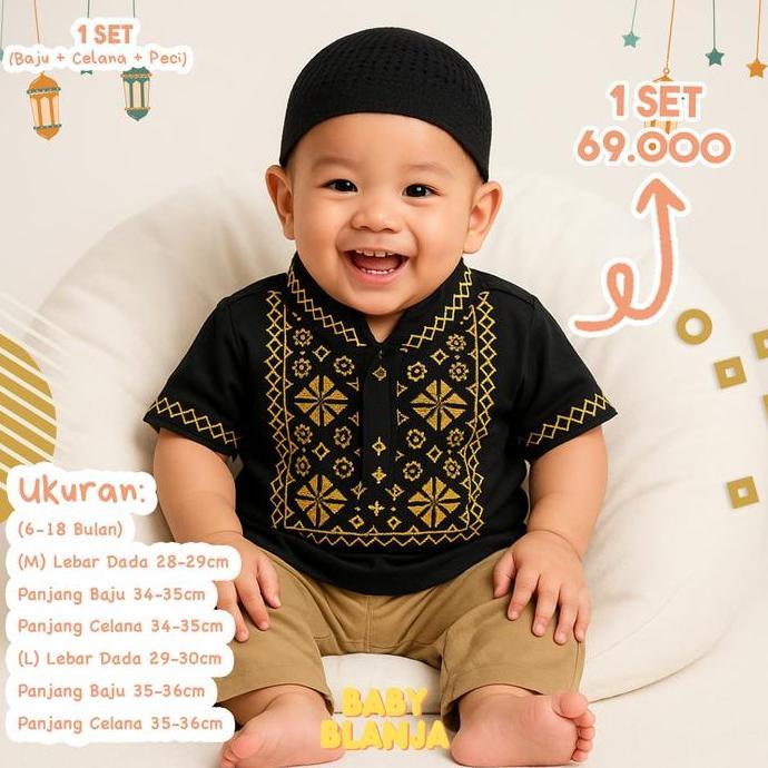 Baju Koko Anak Bayi Laki Laki 6 18 Bulan Abraham Set