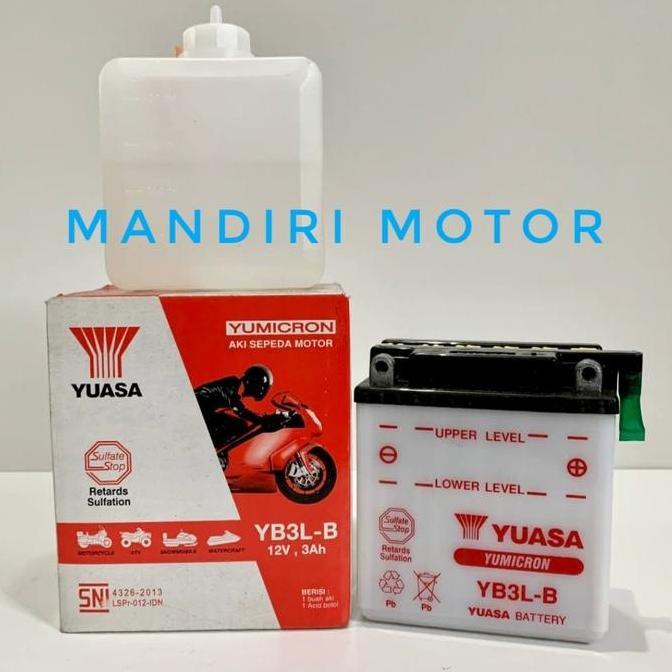 Aki Accu Yuasa Yb3L-B 12 Volt 3Ah Aki Rx King Ninja 150 Satria 2Tak Diskon