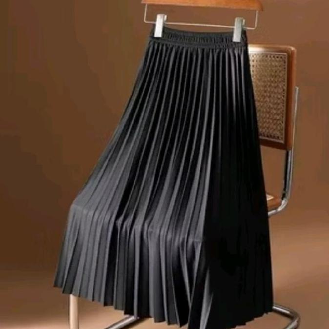 New- Rok Plisket Jumbo Tebal Mayung Dewasa Hitam Abu Panjang Bawahan Wanita Putih Kain Nyaman