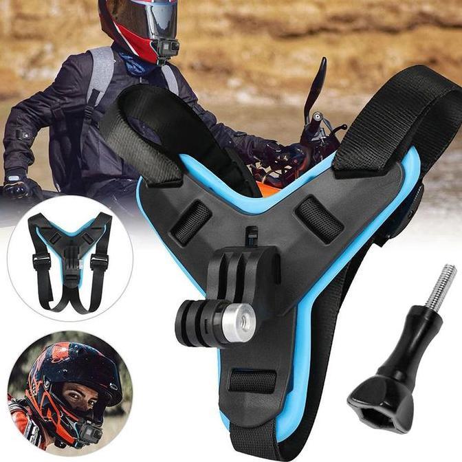 Bisainstan- Chin Strap Mount Helmet Mounting Di Dagu Helm Sepeda Motor Untuk Gopro Xiaomi Yi Aksess 