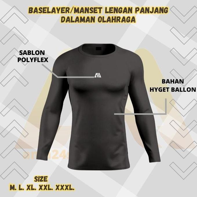 Sport- New- Ama 3 In 1 Stelan Olahraga Kaos Manset Baselayer Panjang Thumbolle + Celana Pendek Sepak