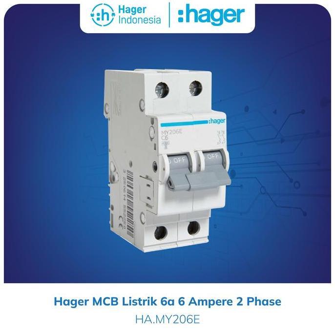 Hager MCB Listrik 6a 6 Ampere 2 Phase - MY206E