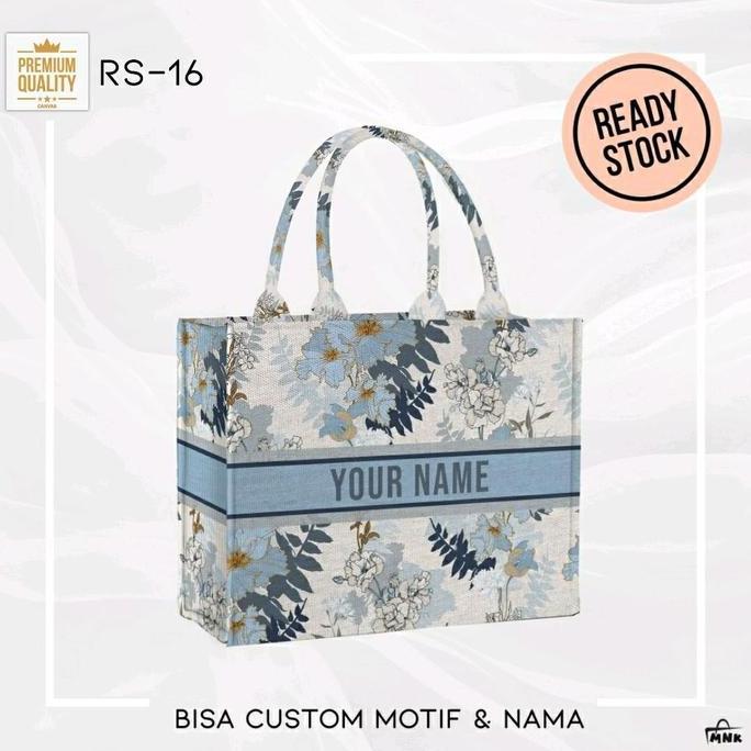 Lansungkirim- Totebag Nama | Tas Kanvas | Mnk Bag Initial Large Size Bisa Custom Nama - Ukuran 41X36