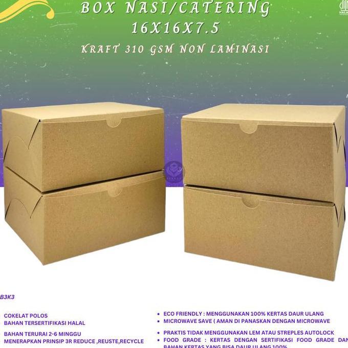 Savenew- (30 Pcs) Dus Nasi Kotak Katering 16X16 / Box Nasi 16X16 / Dus Catering 16X16 / Box Catering