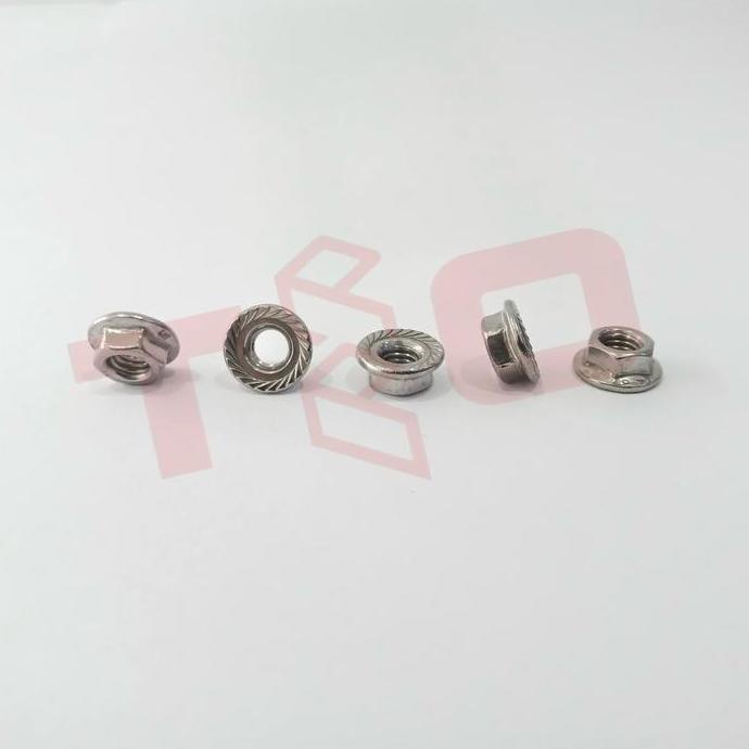 Flange Nut M8 Stainless Steel 304 - Mur Flange M8 Ss304 - Mur Otomotif 8mm