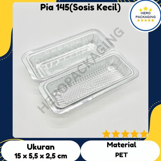 Savenew- Mika Sosis Kecil Pia 145 (Isi 100 Pcs) Mika Pet Tray Kue Packaging / Sushi / Donat / Hotdog