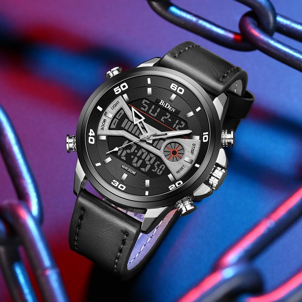 LIMITED BIDEN JAM TANGAN PRIA 1934 OLAHRAGA ANALOG&DIGITAL ANTI AIR TALI KULIT JAM TANGAN COWOK BERC