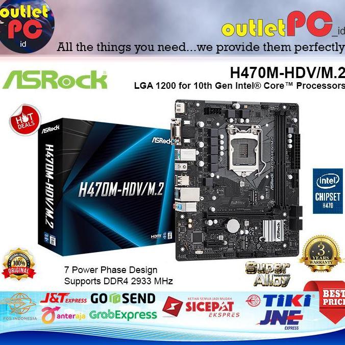(Good) Asrock Motherboard H470M-HDV/M.2 LGA1200 Intel Gen10 DDR4 H470M HDV M2