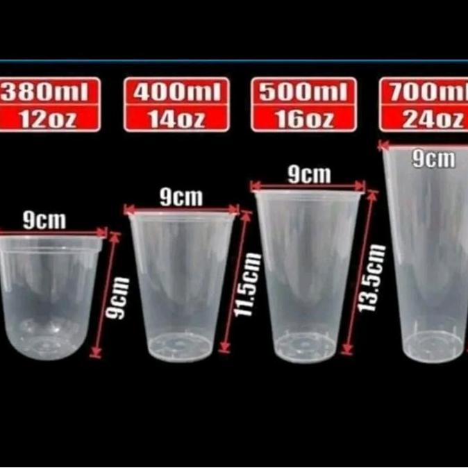 Bora- Gelas Plastik Boba/Cheese Tea/Cup Injection Pp Tebal Hanya Cup @25 Pcs