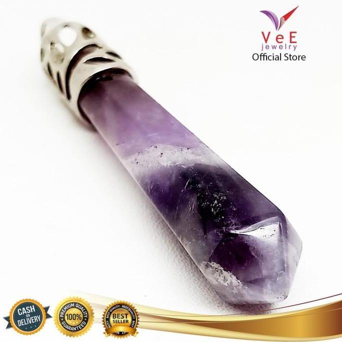 Elleria- Liontin Batu Kecubung Ungu Amethyst Hexagonal - Vee Liontin Nita