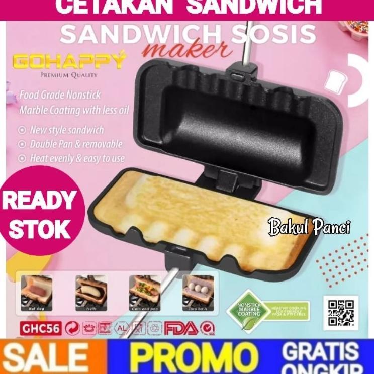 Gohappy Cetakan Sandwich Sosis Hotdog Maker - Grill Pan Pemanggang Sostel Roti Sosis Telur Pisang Ke