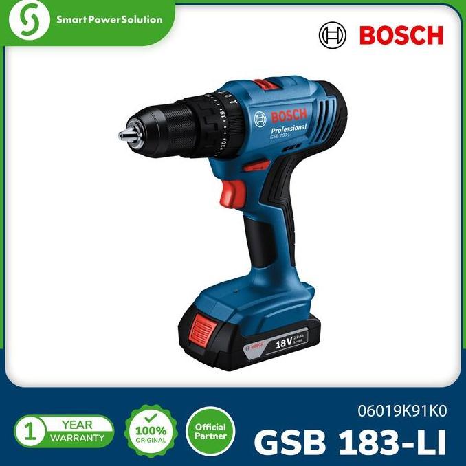 Bosch Mesin Bor Tembok Baterai GSB 183 L1 18V Cordless Impact Drill 18Volt GSB183 LI (TERBAIK) (TERB