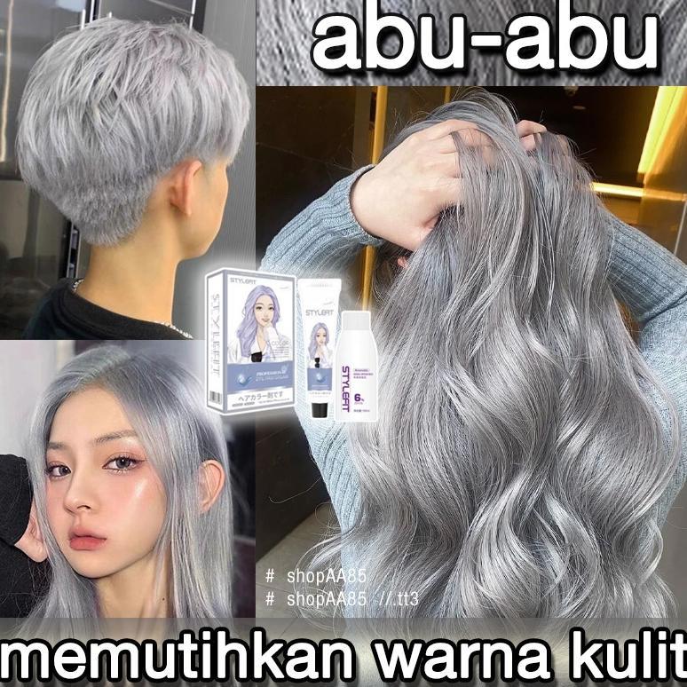 STYLE FIT cat rambut silver grey*200ml,sari tumbuhan murni,pewarna rambut halal tahan lama,DIY di Ru
