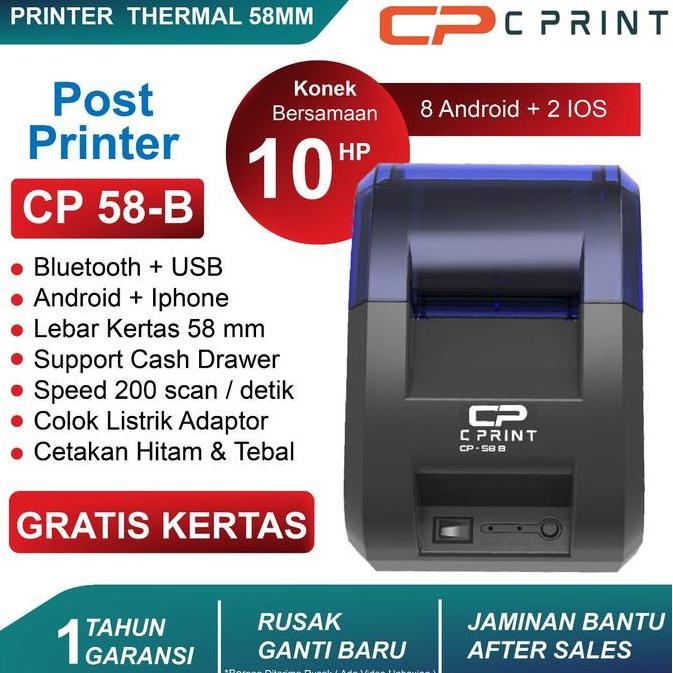 Printer thermal / Printer Bluetooth Thermal Kasir 58mm CP-58B Wireless Garansi 1 Tahun Portable Labe
