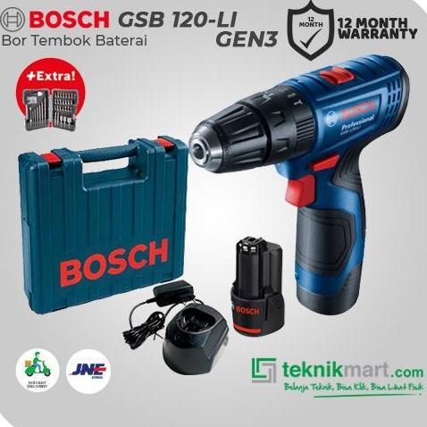 Bosch Cordless Impact Drill + 35 Screwdriver / Bor Impact Baterai + 35 Mata Obeng 12Volt GSB 120-LI 