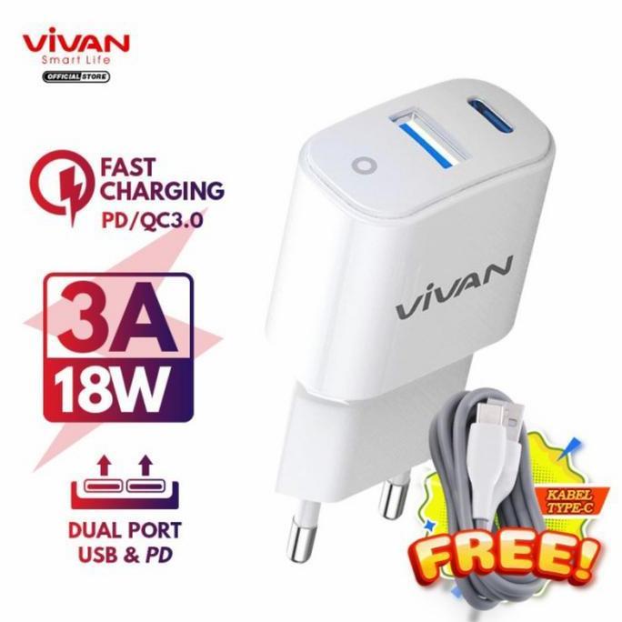 Vivan Charger 18 W Dual Port Charger Vivan Power Super II QC 3.0+PD