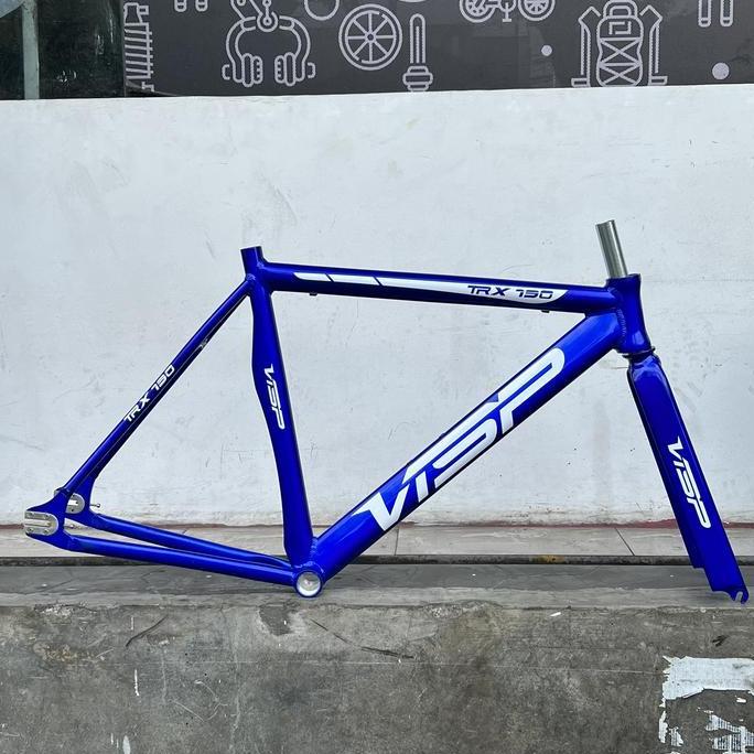 Frame Fixie Alloy Aero 700C Pipih Biru Impor Visp Fixed Gear Pursuit