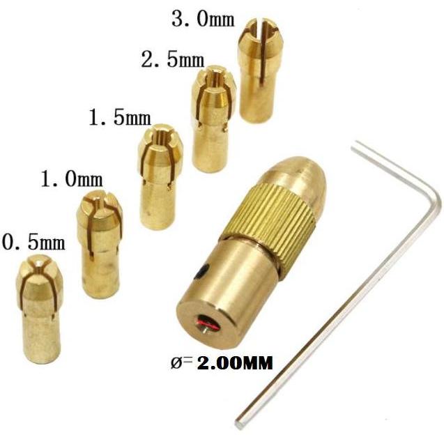 Chuck Bor Mini Adapter 2mm, 2.3mm, 3.17mm, 4mm, 5mm Adaptor Chuck Collet Brass Kepala Dinamo