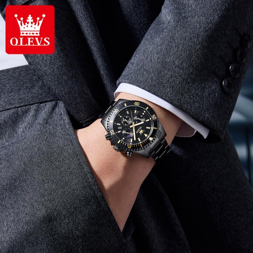 value pack olevs jam tangan pria anti air original tahan keren luxury led analog stainless steel chr