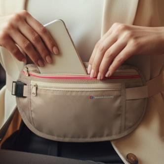 official comfort journey tas pinggang tipis hp anti maling travel hidden pouch slim waist bag di bal