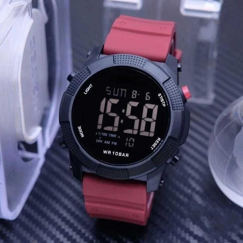 murah [tm] jam tangan pria digital sporty- olahraga tahan air outdoor  original tali rubber bisa bua