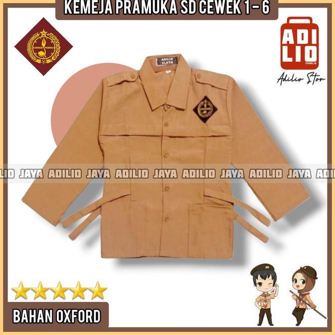 KEMEJA SERAGAM PRAMUKA SD CEWEK LENGAN PANJANG TALI BAJU PRAMUKA SD
